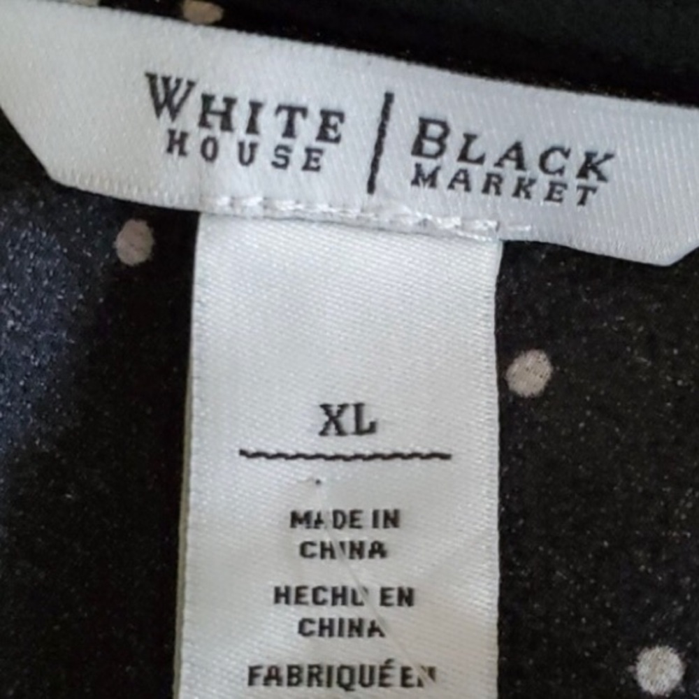 White House Black Market Black Blouse with White Dot Print - Picture 3 of 6